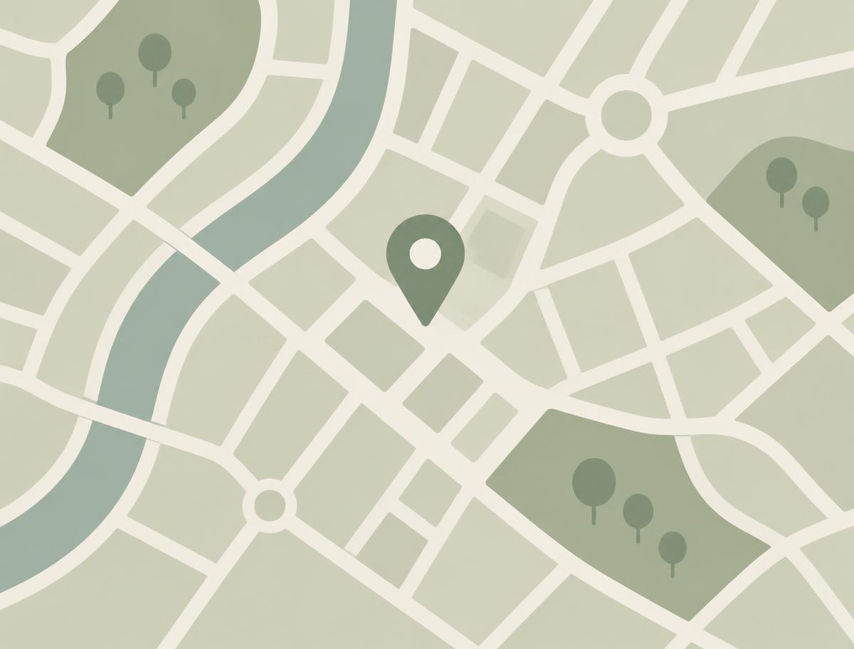 Illustrated map placeholder showing the coaching studio location